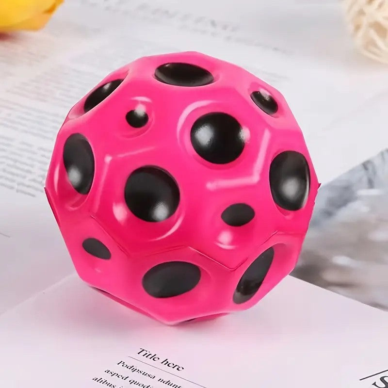 Minge Saltareata Hiperelastica, Flippy, Space Moon Ball foarte Elastica, Antistress pentru Copii, Diametru 66 mm, Roz