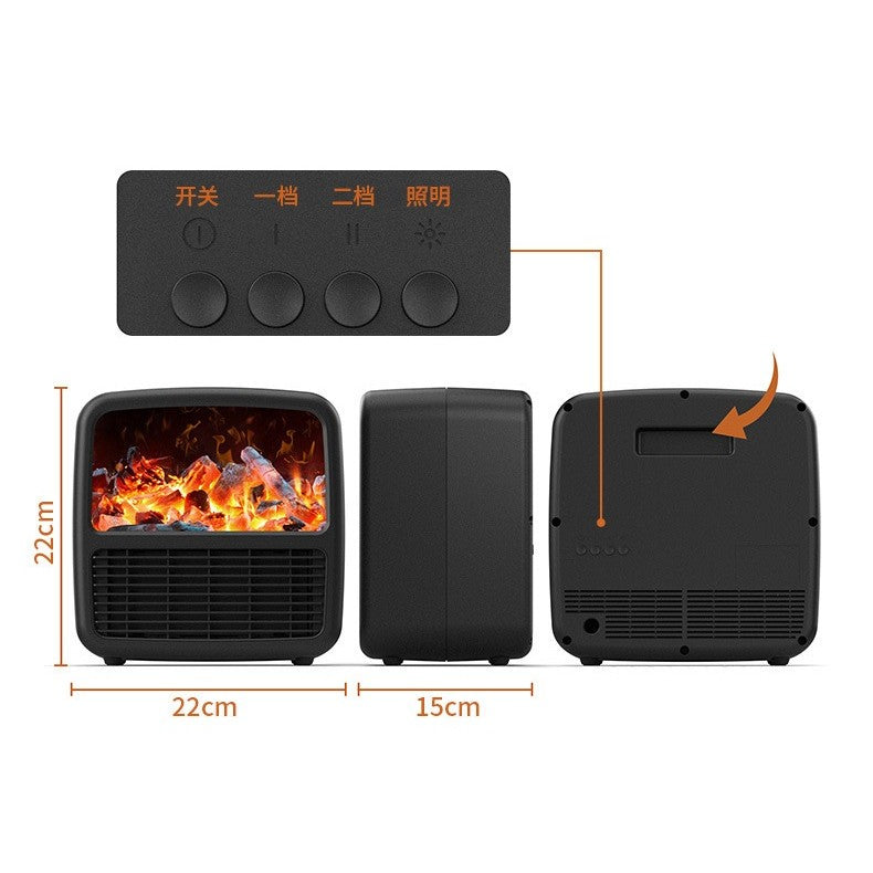 Mini Aeroterma Portabila, Flippy, Display LCD, Flacara Tip Semineu, 1500W, 2 Trepte, Oprire Automata, 22 x 22 x 15 cm,