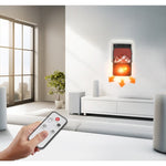 Mini Aeroterma Puternica Portabila Flippy, Putere 1000W, Mini radiator electric cu Display LCD, efect de semineu si