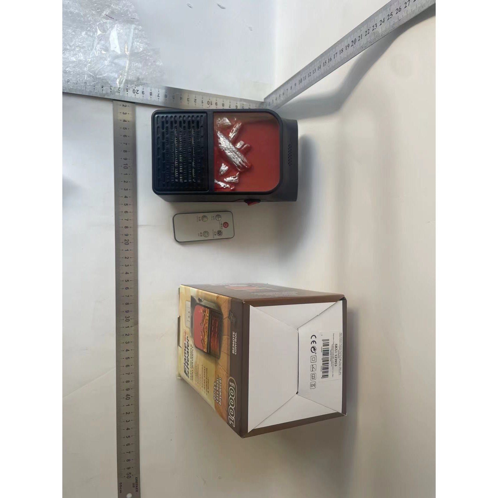 Mini Aeroterma Puternica Portabila Flippy, Putere 1000W, Mini radiator electric cu Display LCD, efect de semineu si