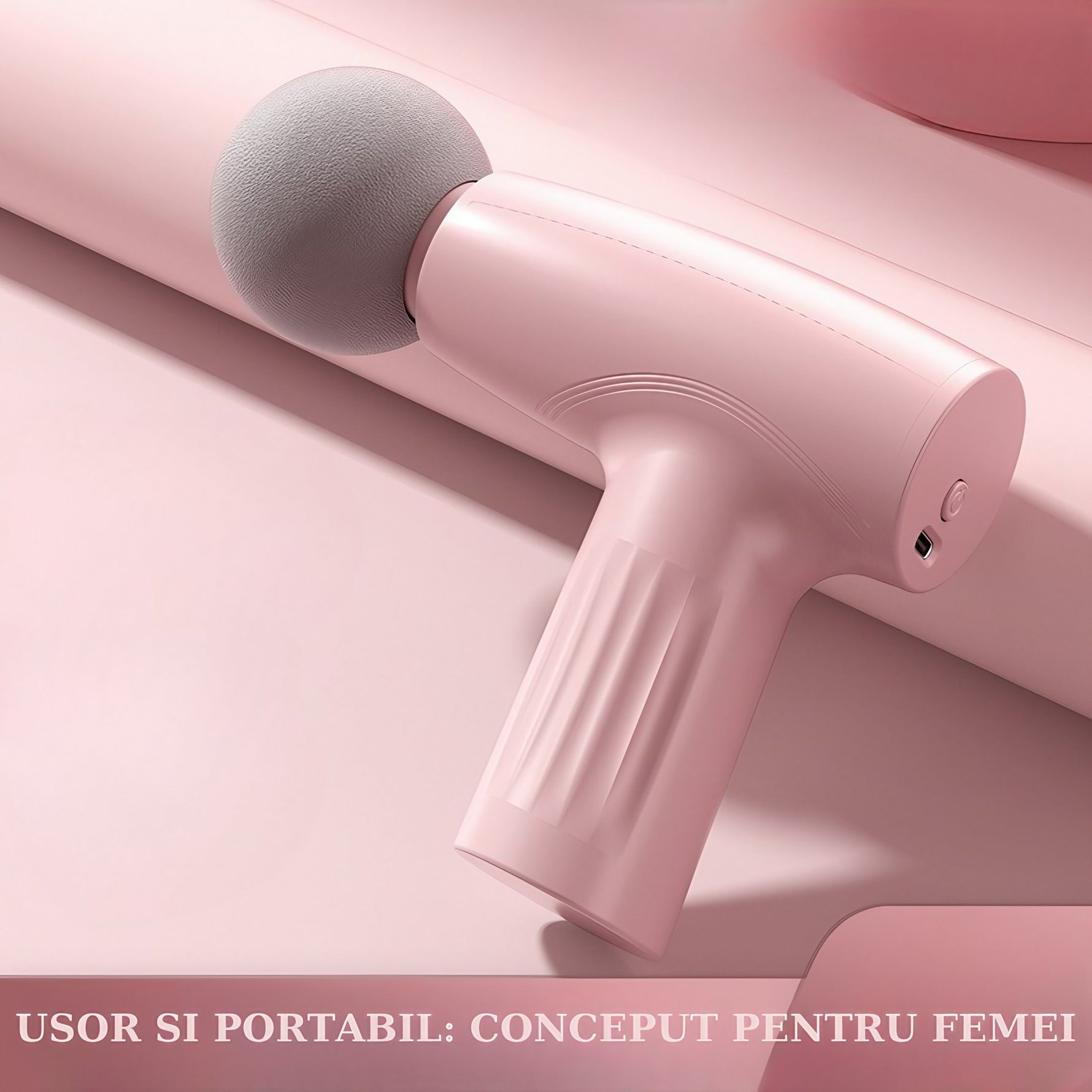 Mini Aparat de Masaj, Flippy, Tip Pistol, Incarcare USB Tip C, Portabil, Pentru Relaxare Musculara, Autonomie 120 Min,