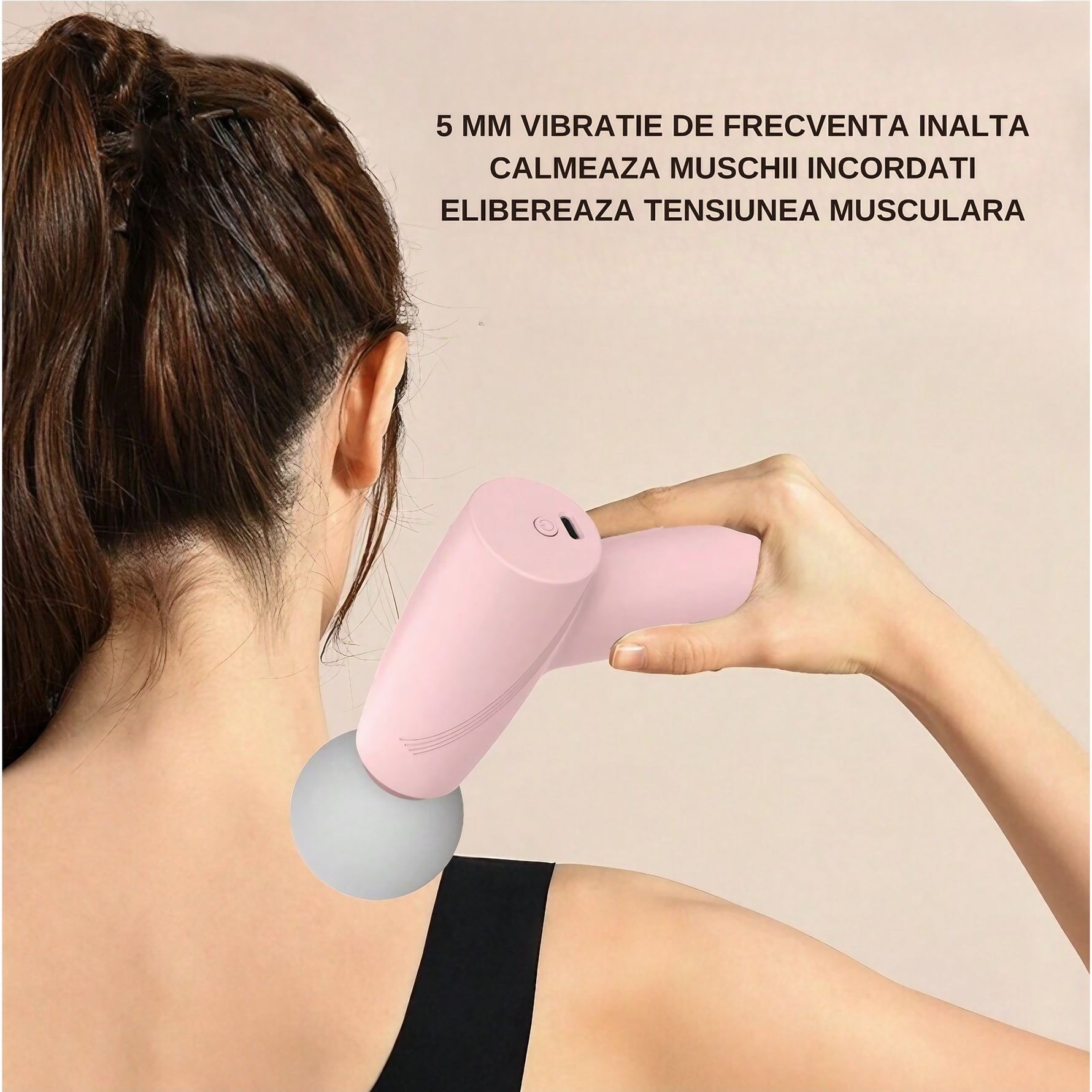 Mini Aparat de Masaj, Flippy, Tip Pistol, Incarcare USB Tip C, Portabil, Pentru Relaxare Musculara, Autonomie 120 Min,