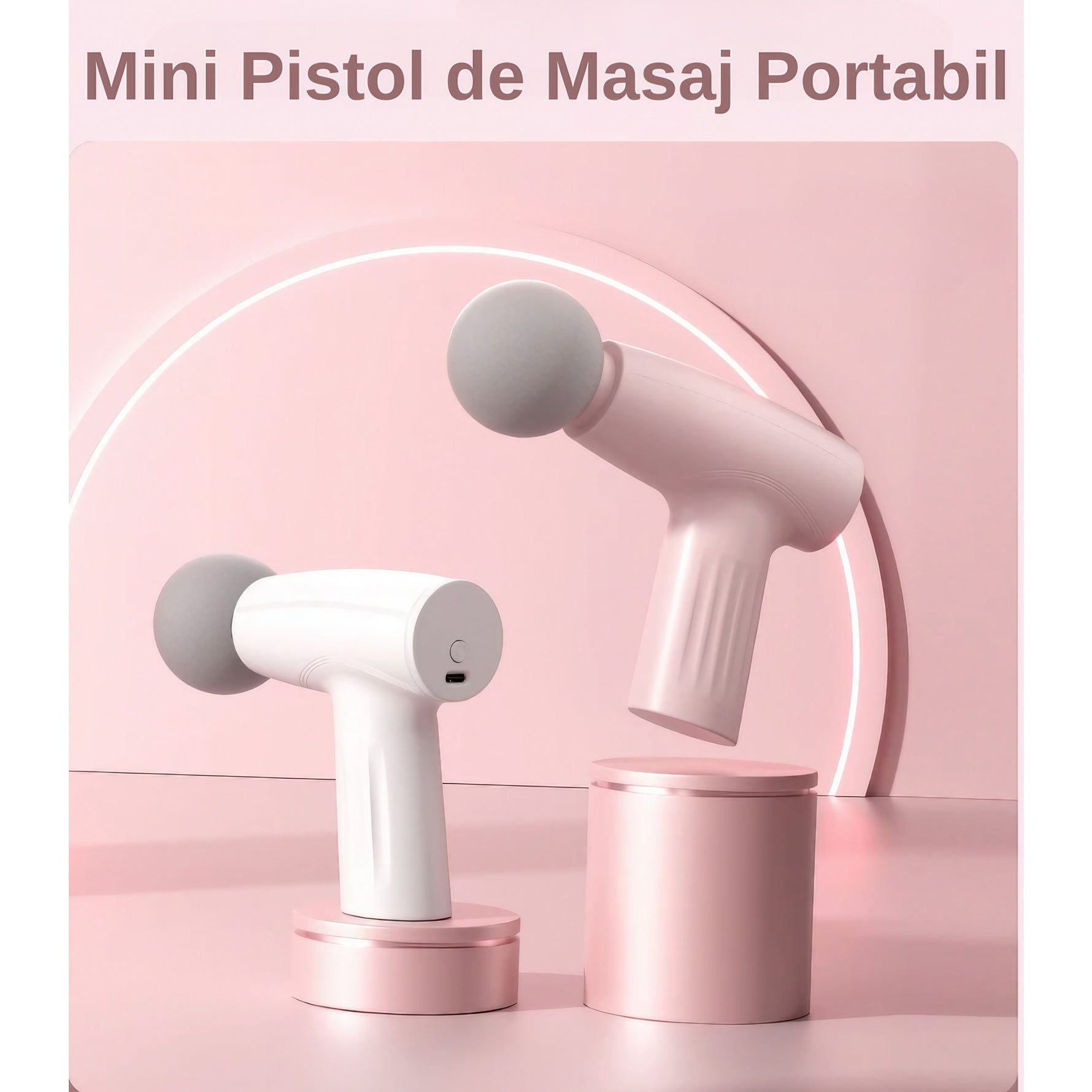 Mini Aparat de Masaj, Flippy, Tip Pistol, Incarcare USB Tip C, Portabil, Pentru Relaxare Musculara, Autonomie 120 Min,