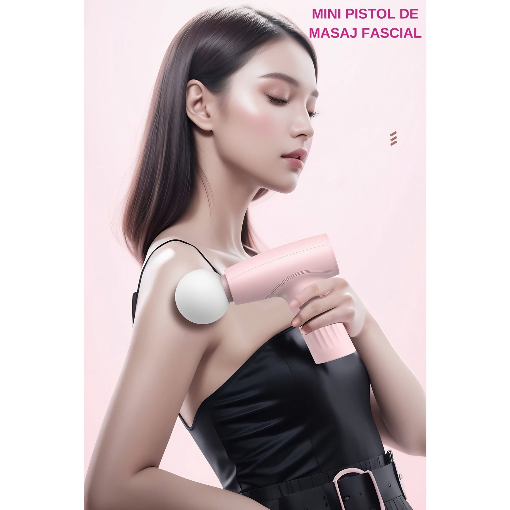 Mini Aparat de Masaj, Flippy, Tip Pistol, Incarcare USB Tip C, Portabil, Pentru Relaxare Musculara, Autonomie 120 Min,
