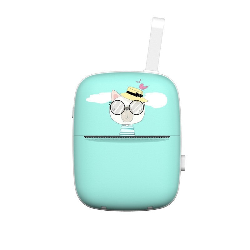Mini Imprimanta Foto Portabila, Flippy, Incarcare USB, Bluetooth, Model Pisica, Print Alb-Negru, Albastru