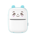 Mini Imprimanta Foto Portabila, Flippy, Incarcare USB, Bluetooth, Model Ursulet, 12 x 9 x 5 cm, Alb Albastru