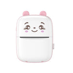 Mini Imprimanta Foto Portabila, Flippy, Incarcare USB, Bluetooth, Model Ursulet, 12 x 9 x 5 cm, Alb Roz
