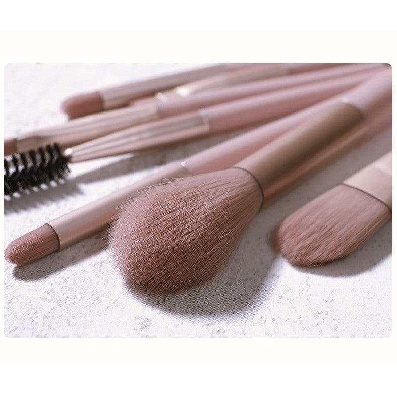 Mini Set Portabil 8 Pensule pentru Machiaj Flippy, Super Soft, Makeup Profesional/Incepatori, Maner Ergonomic, Gentuta