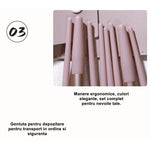 Mini Set Portabil 8 Pensule pentru Machiaj Flippy, Super Soft, Makeup Profesional/Incepatori, Maner Ergonomic, Gentuta