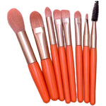 Mini Set Portabil 8 Pensule pentru Machiaj Flippy, Super Soft, Makeup Profesional/Incepatori, Maner Ergonomic, Gentuta