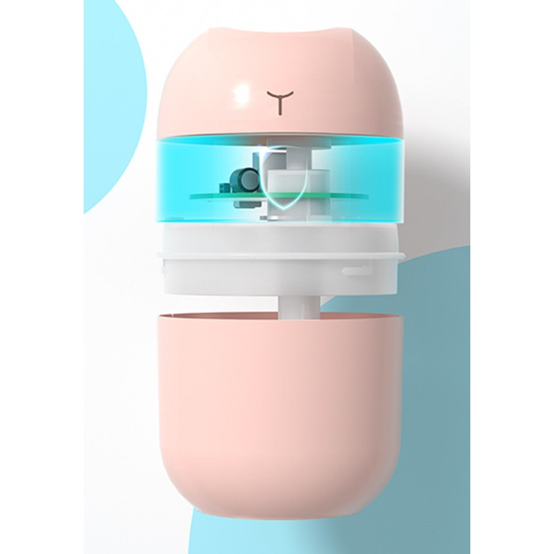 Mini Umidificator Portabil, Flippy, 2 Moduri, Aromaterapie, Silentios, Lumina Ambientala, Incarcare USB, 220 ml, 8 x 8