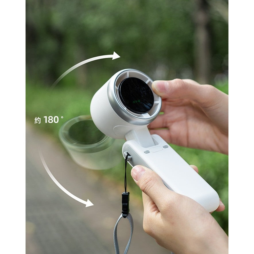 Mini Ventilator Portabil, Flippy, 5 Trepte de Viteza, Afisaj Digital, Incarcare USB, 5V, 2A, 5.95 x 5.2 x 17.2 cm, Alb