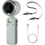 Mini Ventilator Portabil, Flippy, 5 Trepte de Viteza, Afisaj Digital, Incarcare USB, 5V, 2A, 5.95 x 5.2 x 17.2 cm, Verde