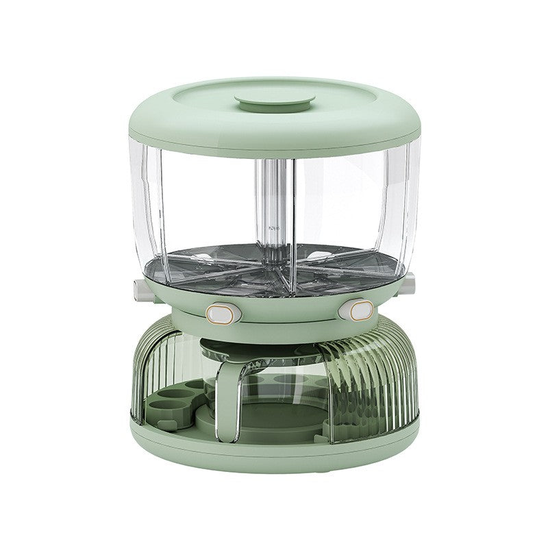 Dozator Etajat de Cereale Flippy, Rotativ 360, 6 Compartimente, Capacitate 10L, Cofraj Special pentru Oua, Vas pentru