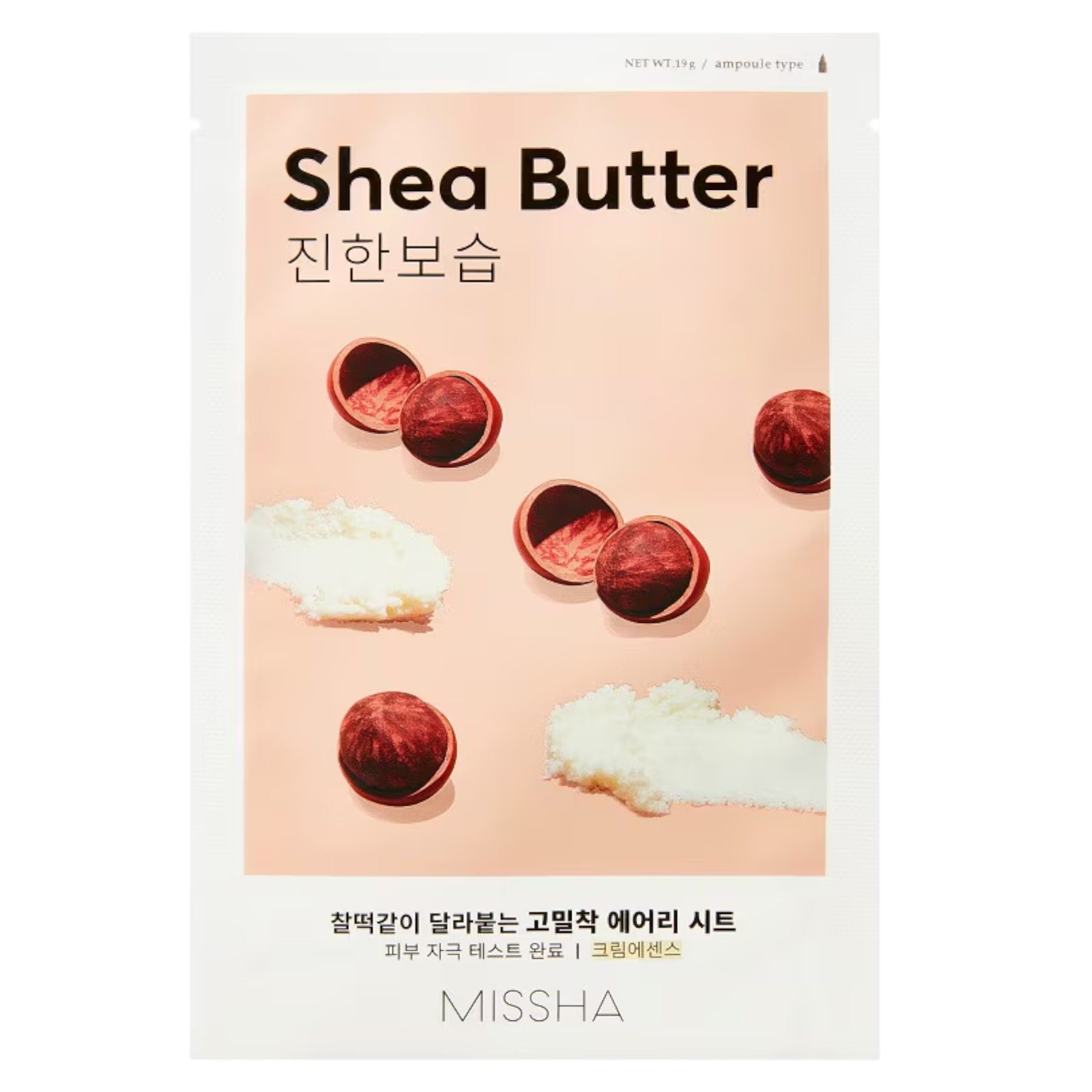 Missha, Airy Fit Shea Butter, Hidratare, Mască facială, Pentru față, 19 g