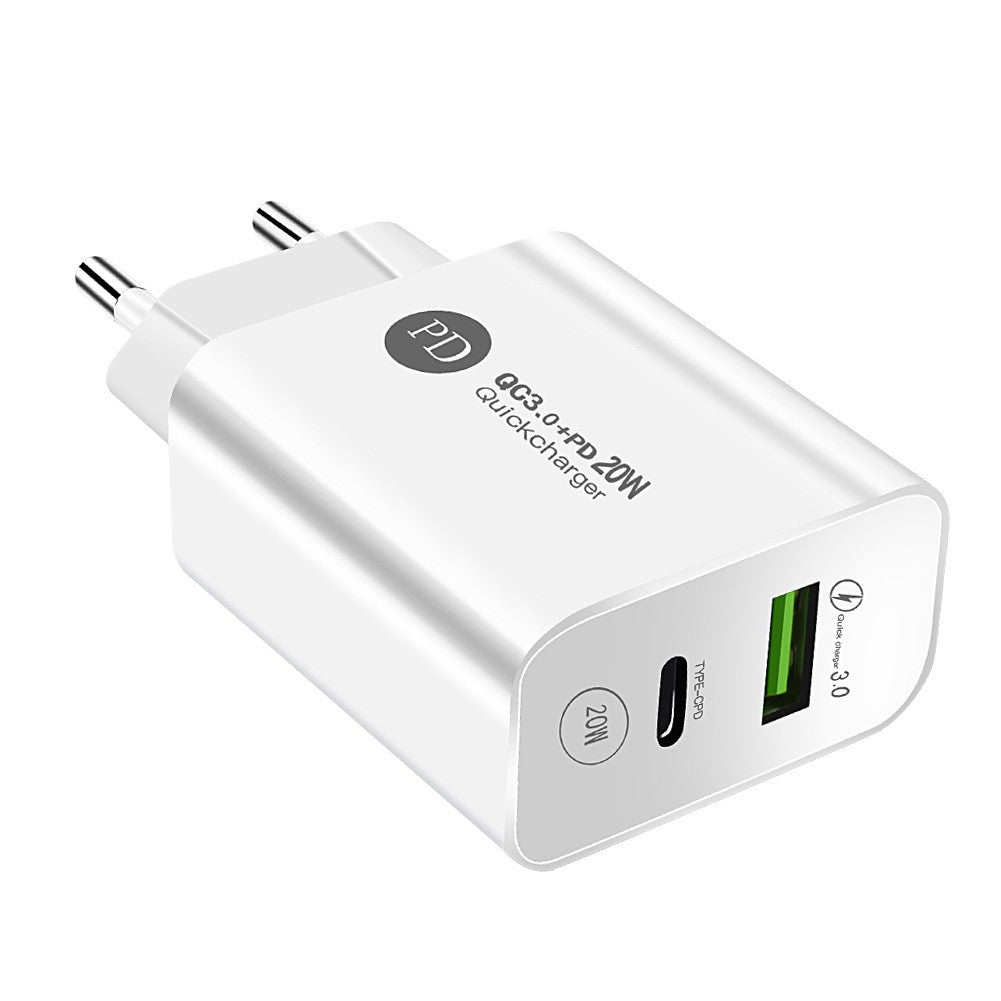 Incarcator Rapid PD QC3.0, Flippy, 2 Porturi, USB + Type C, 20W, Incarcare Rapida, Protectie Supraincalzire, 9.5 x 5.3