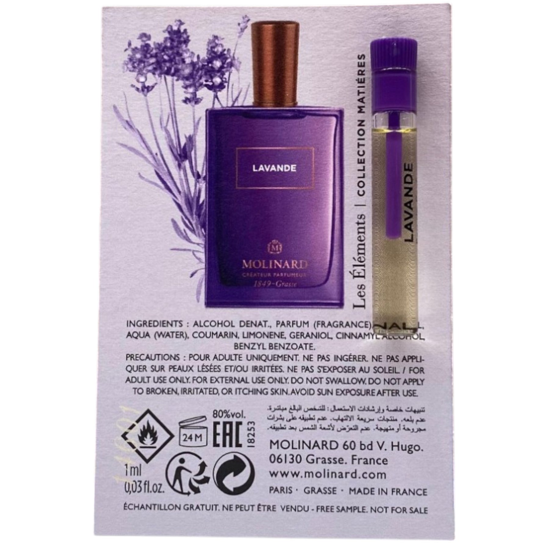 Molinard, Les Elements - Lavande, Apă de parfum, Pentru femei, 1 ml Flacon - Olmarkt