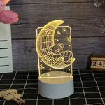 Lampa LED decorativa, Flippy, 3D, Ursulet si Semiluna, cu telecomanda, doua moduri de alimentare USB si baterii, 20 cm