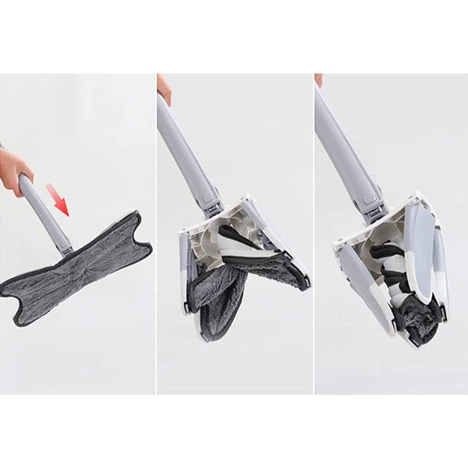 Mop Plat cu Laveta din Microfibra, Flippy, Pentru Uz Casnic, Sistem de Stoarcere X, Tija Telescopica 140 cm, Rotire