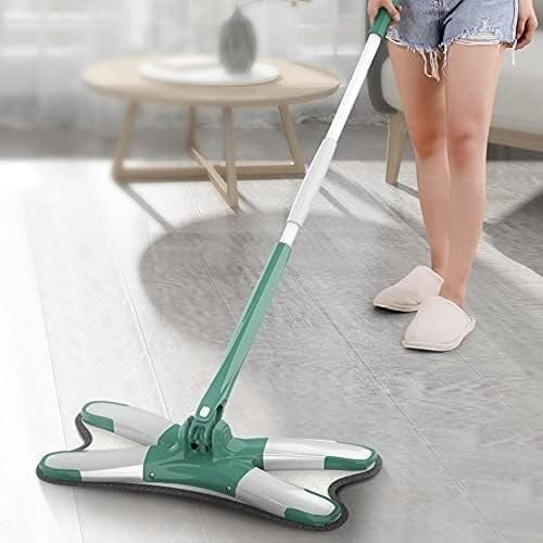 Mop Plat cu Laveta din Microfibra, Flippy, Pentru Uz Casnic, Sistem de Stoarcere X, Tija Telescopica 140 cm, Rotire