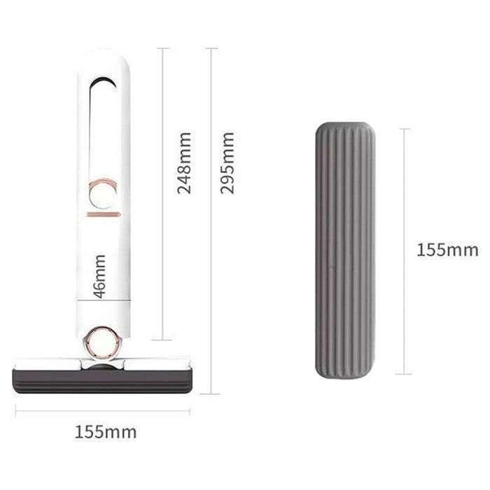 Mop de mana Flippy, mini-portabil, cu sistem de stoarcere, dispozitiv de curatat manual, cu burete absorbant, material