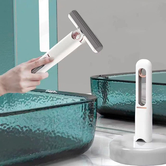 Mop de mana Flippy, mini-portabil, cu sistem de stoarcere, dispozitiv de curatat manual, cu burete absorbant, material
