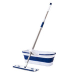 Mop Plat, Flippy, cu Galeata Pliabila, 2 Rezerve din Microfibra, 127 cm Tija Telescopica, Utilizare Umeda/Uscata,