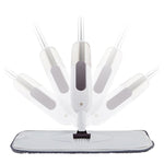 Mop plat, Flippy, cu pulverizator, pentru uz casnic, plastic, rezerva de mop din microfibra, 125x40 cm, Alb/Mov
