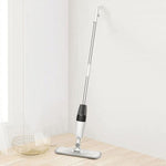 Mop plat, Flippy, cu pulverizator, pentru uz casnic, plastic, rezerva de mop din microfibra, 125x40 cm, Alb/Negru