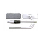 Mop plat, Flippy, cu pulverizator, pentru uz casnic, plastic, rezerva de mop din microfibra, 125x40 cm, Alb/Negru