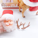 Decoratiune Mos Craciun, Flippy, Animat, care Canta si Danseaza, cu Saculet, pe Ren, Imbracat Festiv, 28x21x10 cm, Rosu