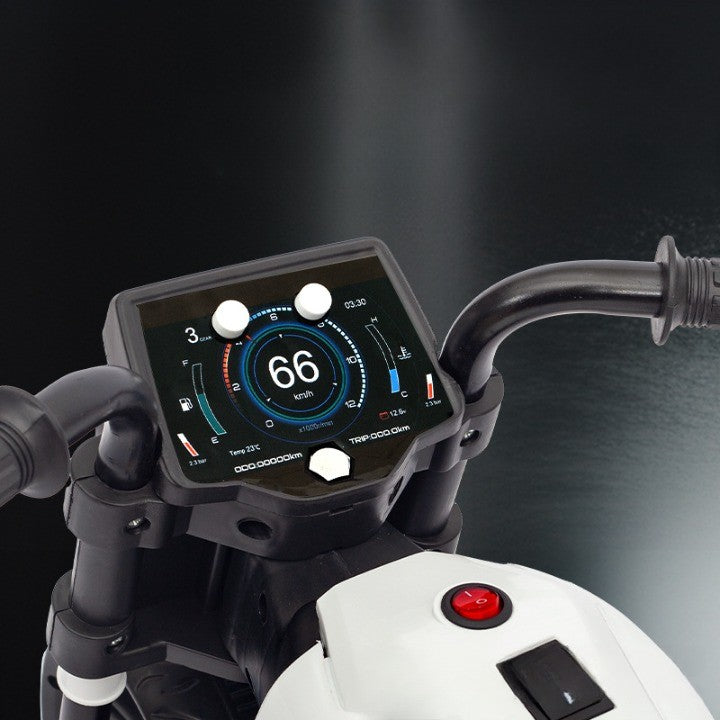 Motocicleta Electrica cu 2 Roti Mari si 2 Roti Ajutatoare, Flippy, Acumulator Incarcare, Anti-Rasturnare, Lumini,