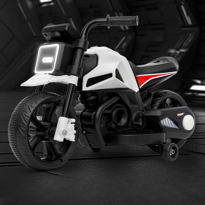 Motocicleta Electrica cu 2 Roti Mari si 2 Roti Ajutatoare, Flippy, Acumulator Incarcare, Anti-Rasturnare, Lumini,