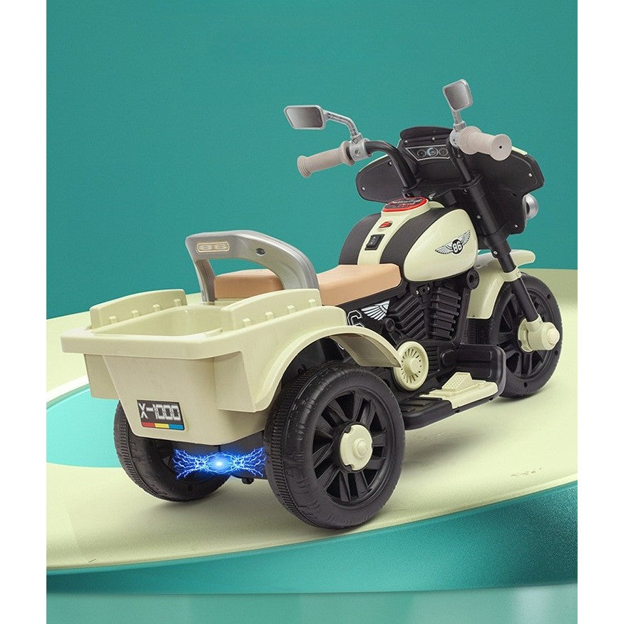 Motocicleta Electrica Flippy, cu Acumulator, cu Sistem Anti-Rasturnare, Sistem de Lumini si Muzica, Cutie de