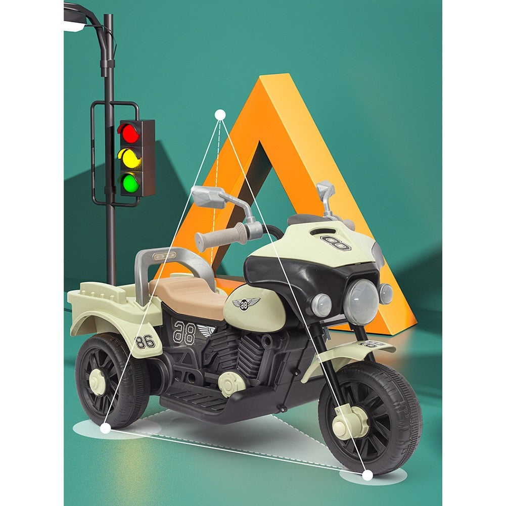Motocicleta Electrica Flippy, cu Acumulator, cu Sistem Anti-Rasturnare, Sistem de Lumini si Muzica, Cutie de