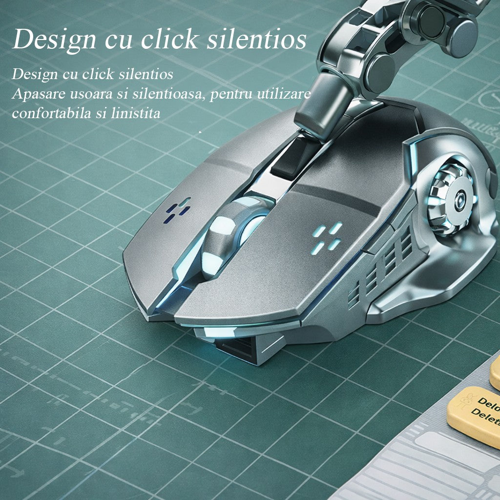 Mouse Wireless, Flippy, 6 Butoane, DPI Ajustabil 1200-3600, Iluminare RGB Tip Breathing, Reincarcabil, 138x80x38 mm,