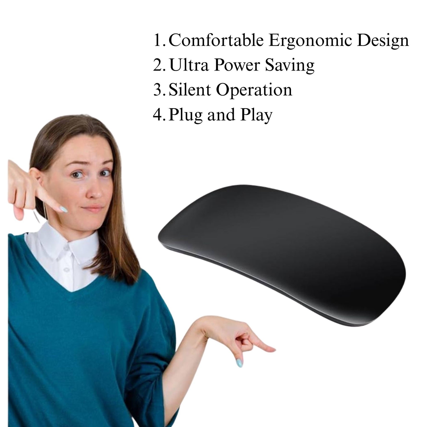 Mouse Wireless cu Gesturi, FLIPPY, Bluetooth + 2.4GHz, Reincarcabil USB, Ultra Subtire, 1600 DPI, Silentios, Design