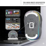Mouse Wireless, Flippy, Dual Bluetooth, 2.4 GHz, Multi Device, USB-C, 4 Niveluri DPI 800-2400, Reincarcabil, Iluminare