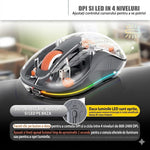 Mouse Wireless, Flippy, Dual Bluetooth, 2.4 GHz, Multi Device, USB-C, 4 Niveluri DPI 800-2400, Reincarcabil, Iluminare