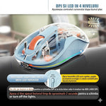Mouse Wireless, Flippy, Dual Bluetooth, 2.4 GHz, Multi Device, USB-C, 4 Niveluri DPI 800-2400, Reincarcabil, Iluminare