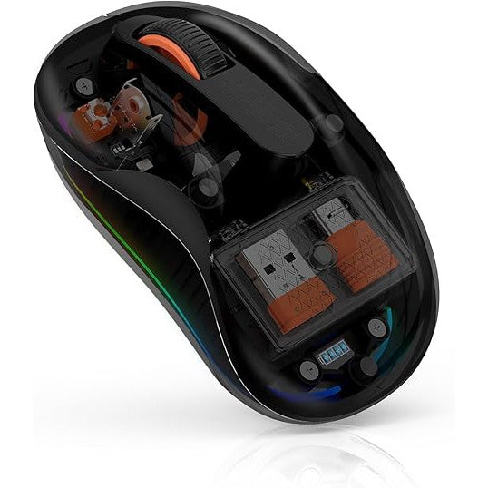 Mouse Wireless, Flippy, Dual Bluetooth, 2.4 GHz, Multi Device, USB-C, 4 Niveluri DPI 800-2400, Reincarcabil, Iluminare