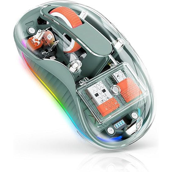 Mouse Wireless, Flippy, Dual Bluetooth, 2.4 GHz, Multi Device, USB-C, 4 Niveluri DPI 800-2400, Reincarcabil, Iluminare
