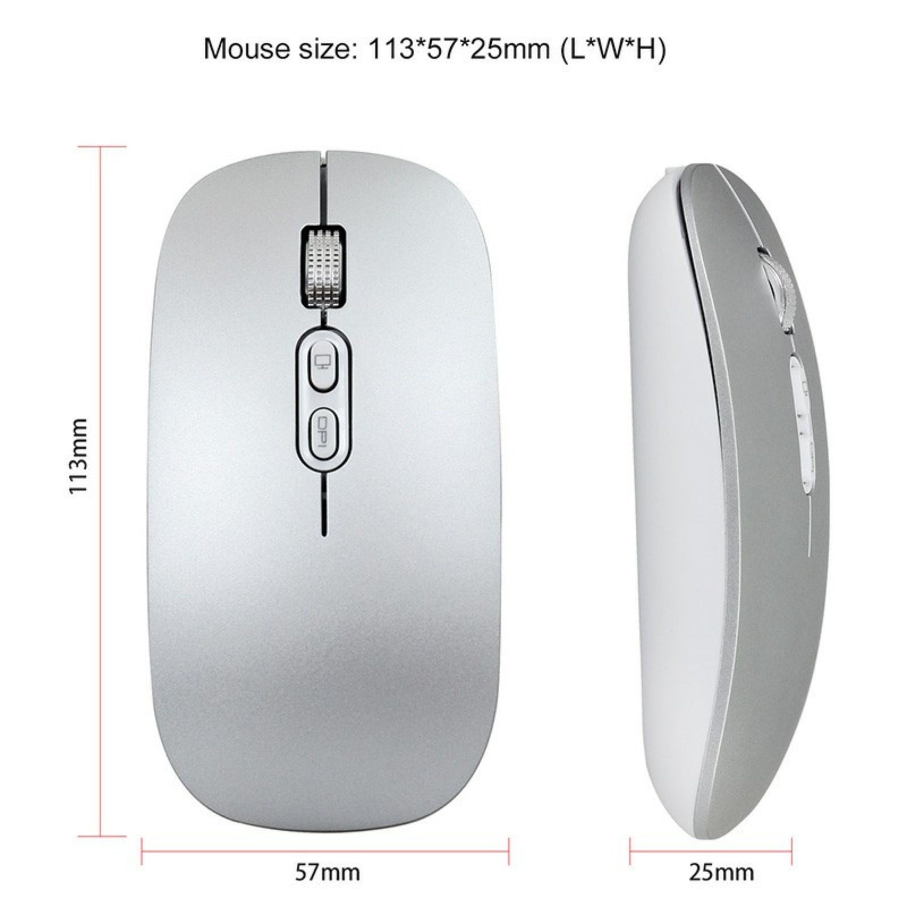 Mouse Wireless Reincarcabil, Flippy, Compatibil Windows/macOS, Bluetooth 5.1 + 2.4GHz, Silentios, DPI 800/1200/1600,