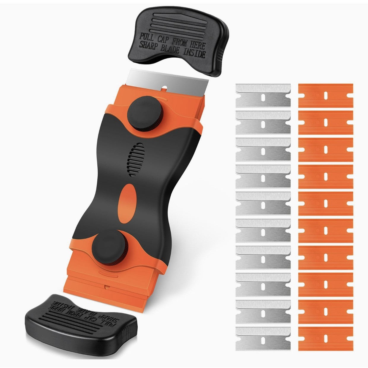 Racleta Multifunctionala pentru Curatare Sticla si Ceramica, Flippy, Design Ergonomic, Maner Anti-alunecare, Include 20