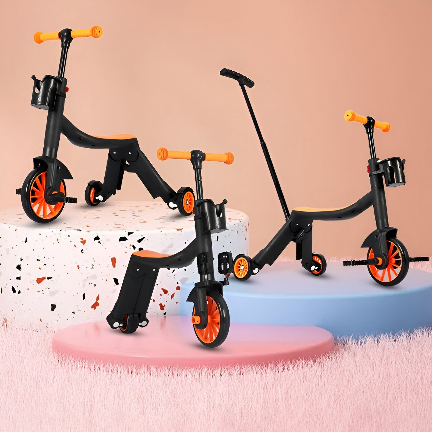 Bicicleta 8 in 1, Flippy, Transformabila, Multifunctionala, Reglare Inaltime, cu Maner de Impingere Detasabil,
