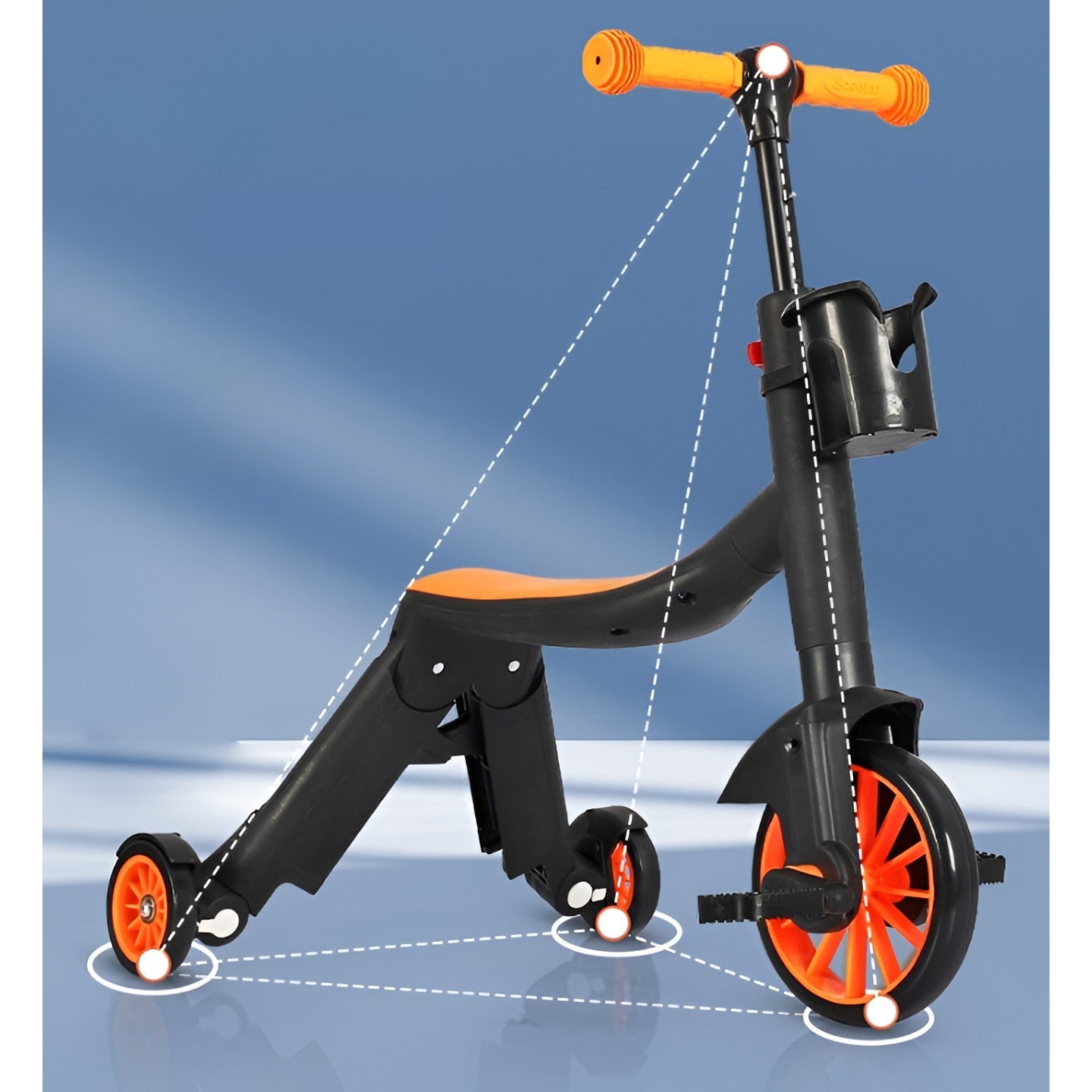 Bicicleta 8 in 1, Flippy, Transformabila, Multifunctionala, Reglare Inaltime, cu Maner de Impingere Detasabil,