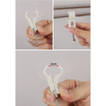 Set 4 Carlige Multifunctionale, Flippy, Tubulare, Pentru Baie/Bucatarie, din ABS, 8.7 x 3.5 cm, Alb
