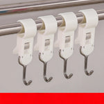 Set 4 Carlige Multifunctionale, Flippy, Tubulare, Pentru Baie/Bucatarie, din ABS, 8.7 x 3.5 cm, Alb