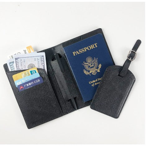 Portofel pentru Pasaport si Carduri, Flippy, 23x16 cm, 70g, din Piele PU, Suport Pix, Accesoriu Suport Eticheta,