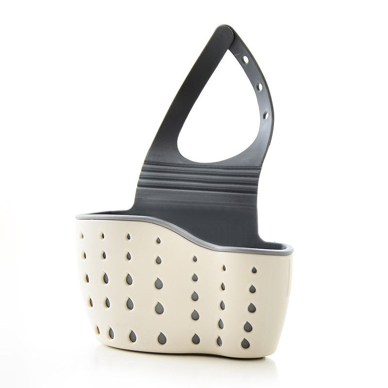 Suport Scurgere pentru Burete si Laveta de Vase Bucatarie, Flippy, Bej, Curea Reglabila, Plastic Flexibil, 15x 5x 20cm